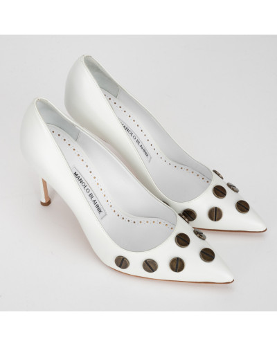 Manolo Blahnik  Szpilki białe panunzia