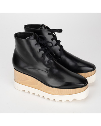 Stella McCartney Botki czarne na koturnie
