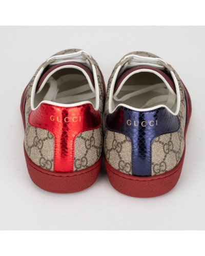 Gucci Buty sportowe w monogram czerwona podeszwa