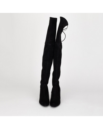 Stuart Weitzman Kozaki czarne zamszowe