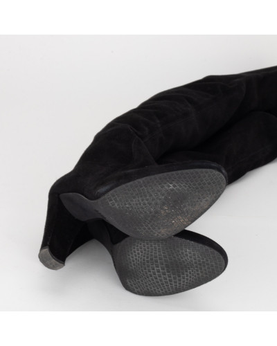 Stuart Weitzman Kozaki czarne zamszowe
