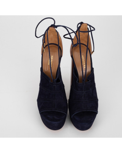 Aquazzura Sandały granatowe zamszowe