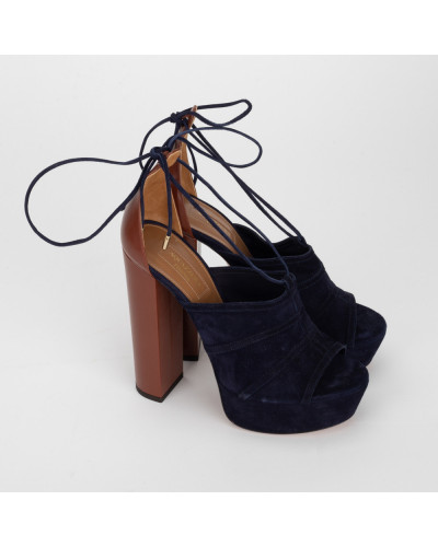 Aquazzura Sandały granatowe zamszowe
