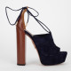 Aquazzura Sandały granatowe zamszowe