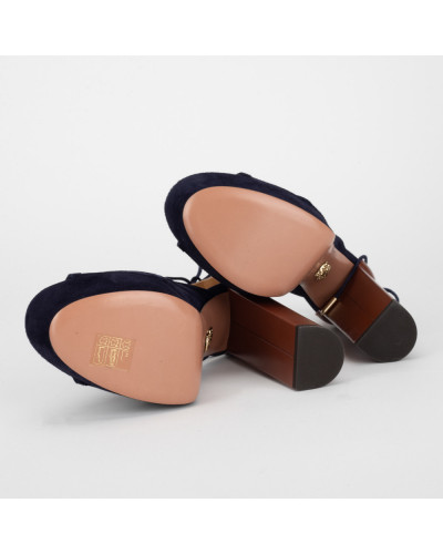 Aquazzura Sandały granatowe zamszowe
