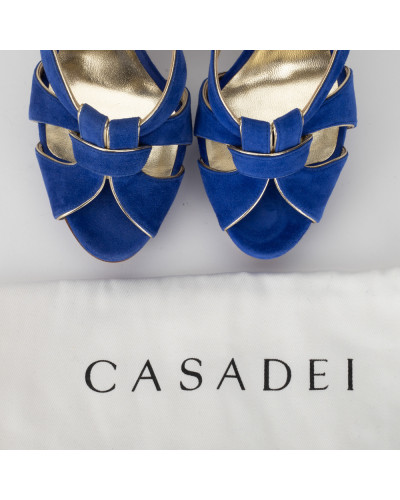 Casadei Klapki niebieskie na obcasie