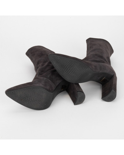 Stuart Weitzman Botki zamszowe grafitowe