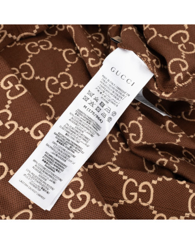 Gucci T-shirt polo brazowy w monogram