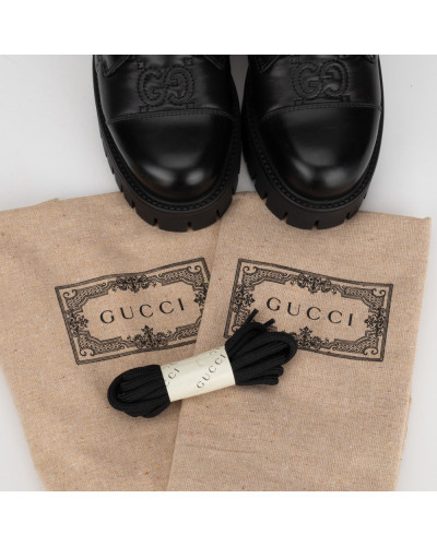 Gucci Botki czarne w logo na obcasie