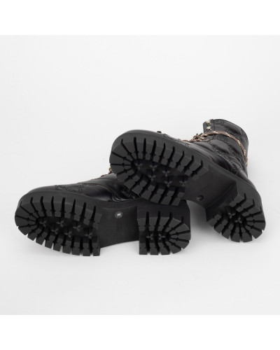 Gucci Botki czarne w logo na obcasie