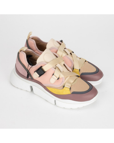 Chloe Buty sportowe różowe sneakersy z klamrami