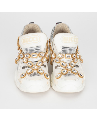 Gucci Buty sportowe białe z kryształkami