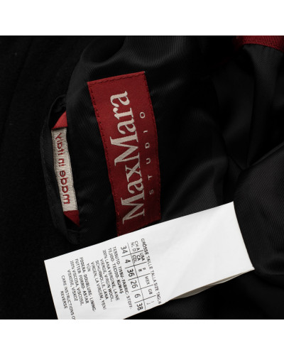 Max Mara Płaszcz czarny welniany dwurzędowy