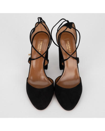 Aquazzura Szpilki czarne zamszowe