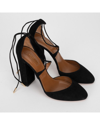 Aquazzura Szpilki czarne zamszowe
