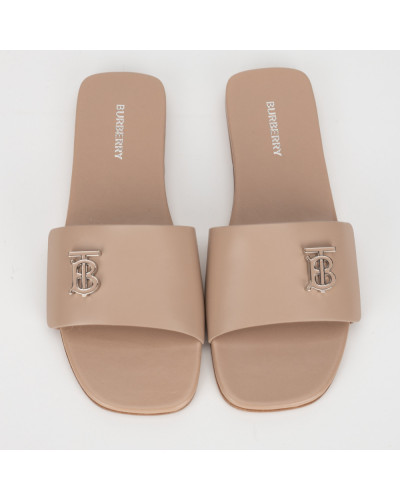 Burberry Klapki bezowe skórzane