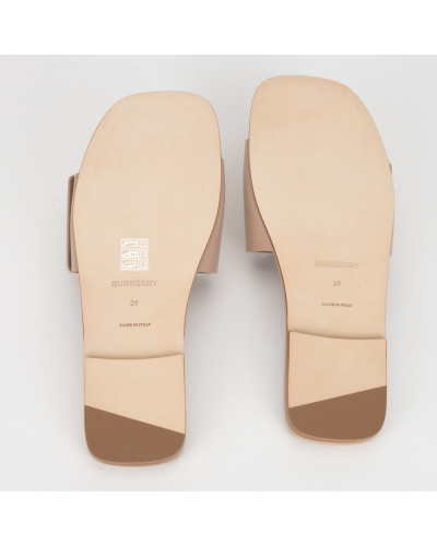 Burberry Klapki bezowe skórzane