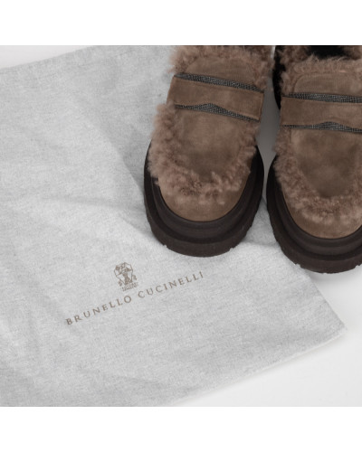 Brunello Cucinelli Loafersy z futrem