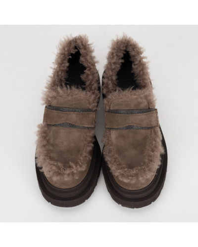 Brunello Cucinelli Loafersy z futrem