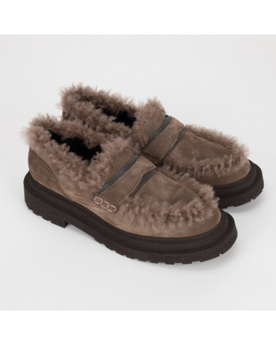 Brunello Cucinelli Loafersy z futrem