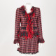 Pinko Komplet czerwony tweed krata