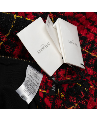 Balmain Sukienka czerwona tweed
