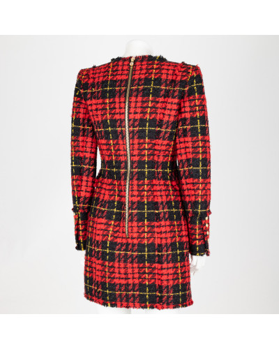 Balmain Sukienka czerwona tweed