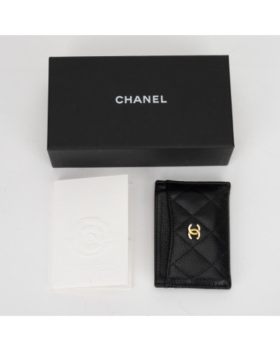 Chanel  Portfel na karty zdarcia na logo