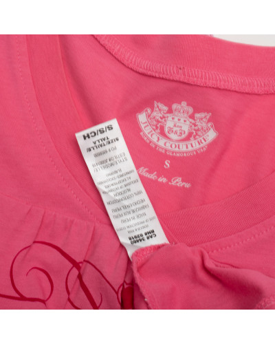 Juicy Couture Bluzka różowa w serek z napisem i koroną