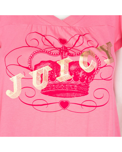 Juicy Couture Bluzka różowa w serek z napisem i koroną