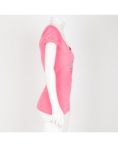 Juicy Couture Bluzka różowa w serek z napisem