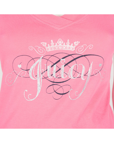 Juicy Couture Bluzka różowa w serek z napisem