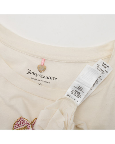 Juicy Couture Bluzka ecru ze złoto-różowym logo na przodzie