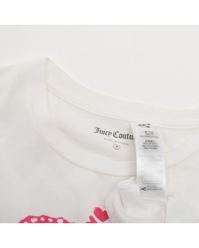 Juicy Couture Bluzka biała z napisem i koroną różową
