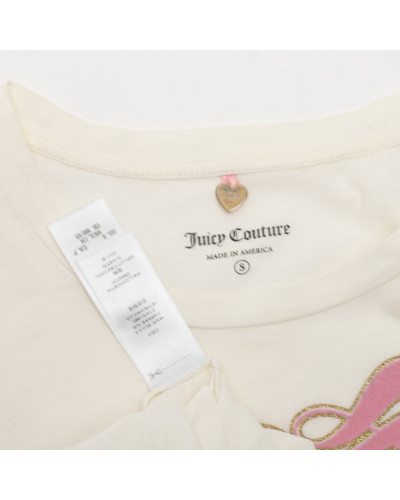 Juicy Couture Bluzka ecru z napisem różowym