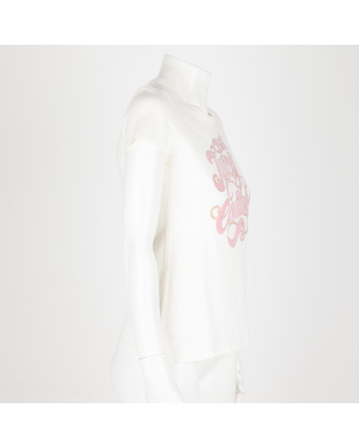Juicy Couture Bluzka ecru z napisem różowym