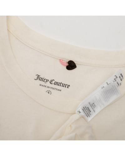 Juicy Couture Bluzka ecru z napisem cekinowym