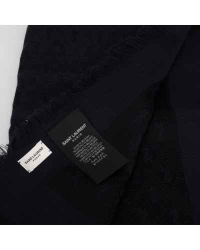 Saint Laurent  Szalik i chusta YSL w logo granat