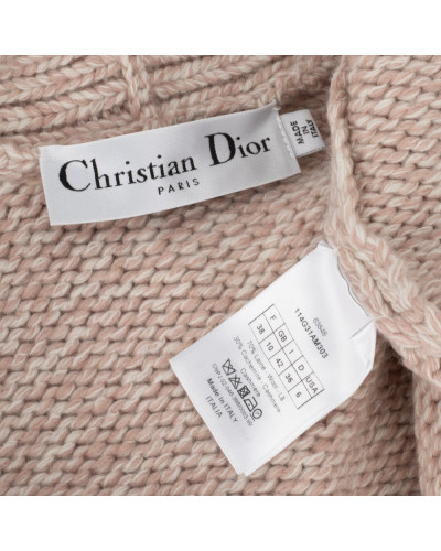 Dior Sweter kardigan różowy z paskiem