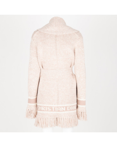 Dior Sweter kardigan różowy z paskiem