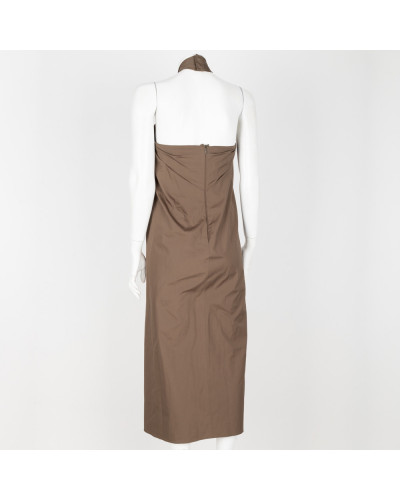 Max Mara Sukienka khaki wiązana na szyi