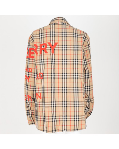 Burberry Koszula brazowa w krate czrwony napis XL