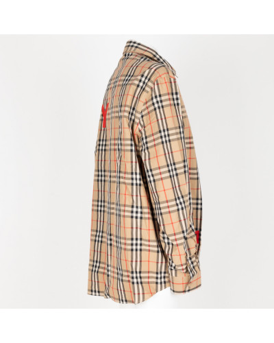 Burberry Koszula brazowa w krate czrwony napis XL