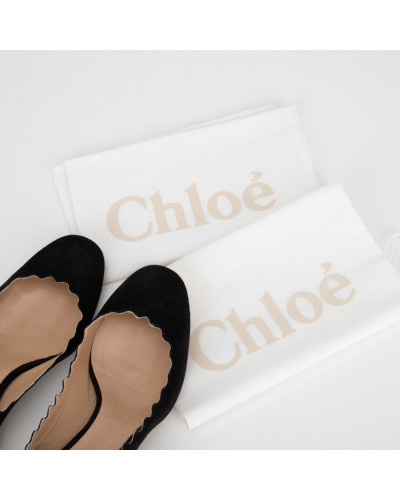 Chloe Baleriny czarne zamszowe na obcasie