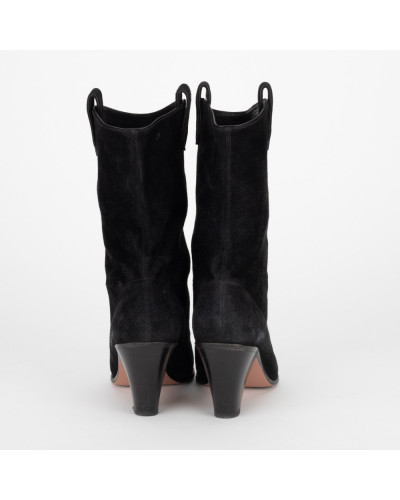 Aquazzura Botki czarne zamszowe