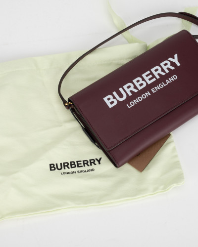 Burberry Torebka bordowa z bialym logo