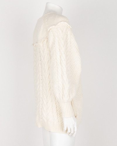 Love Shack Fancy  Sweter bezowy z kwaitakmi