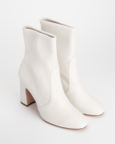 Stuart Weitzman biale botki na obcasie