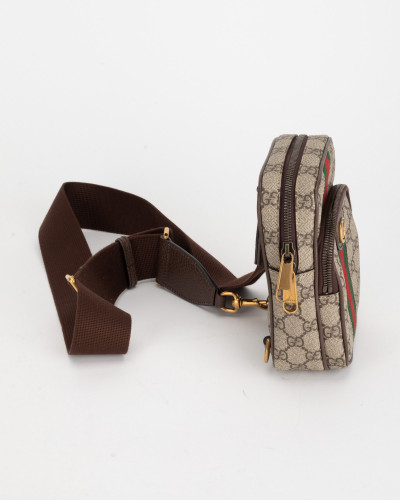 Gucci Listonoszka listonoszka cross body na pasku monogram i pasek czerwono zielony przez srodek