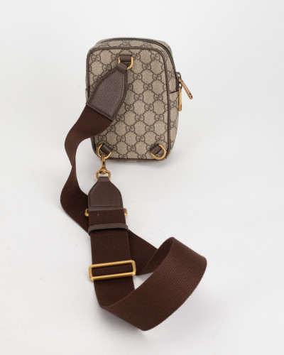 Gucci Listonoszka listonoszka cross body na pasku monogram i pasek czerwono zielony przez srodek